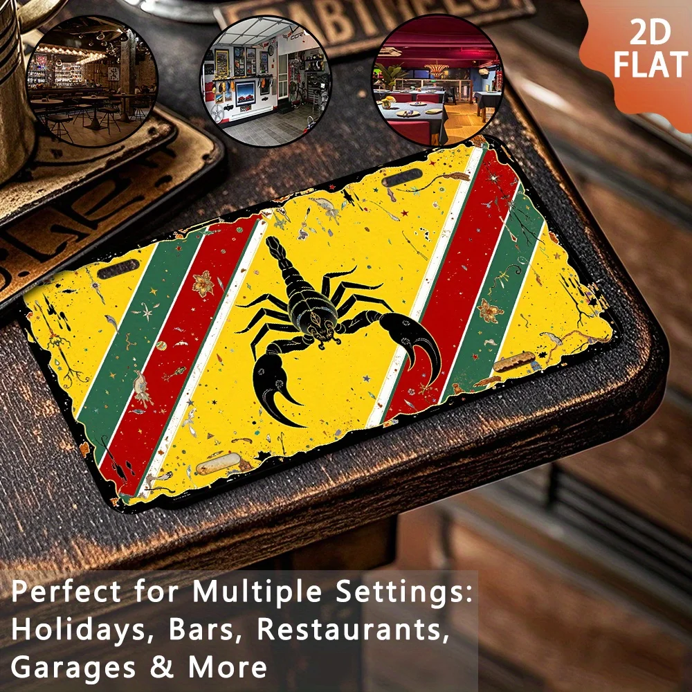 2D Flat - [Open ]2D Flat2D Plane - 1pc Retro Lizard Snail Logo, 15.24X30.48 Cm Wall Art, Rustic Worn Yellow with Red And Green S