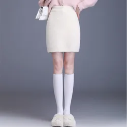 Y2k Skirts Women Fluffy All-match Mini Aesthetic Harajuku Elegant Famous Lady Cleanfit Fashion Knitted Autumn Faldas Streetwear