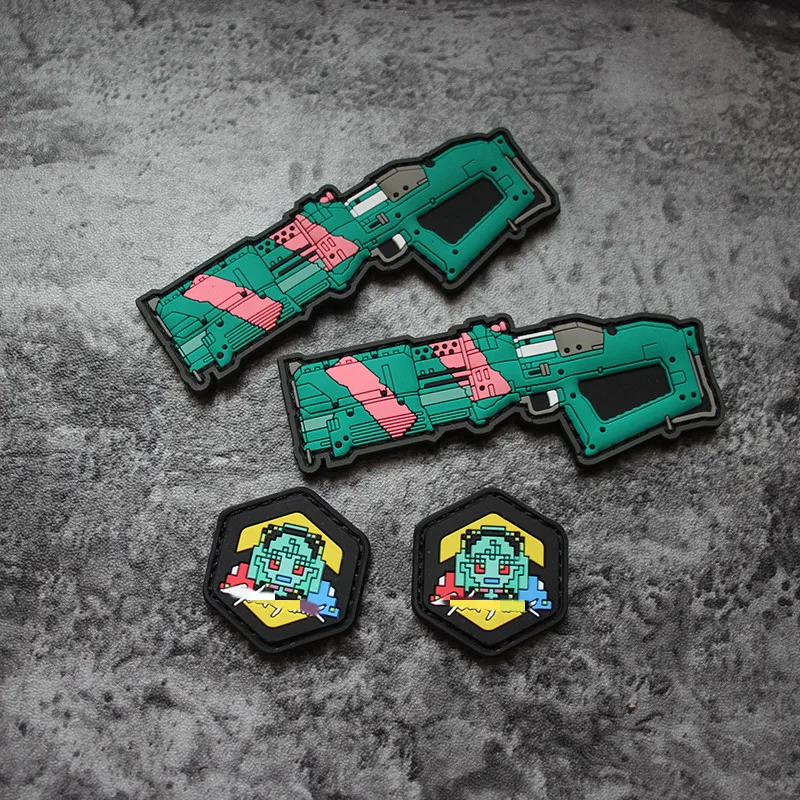 Q Version Arms 3D PVC Patches Tactical Badges for Clothing Jacket Backpacks Decoration  Appliques With Hook
