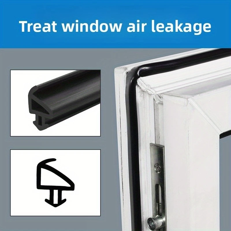 

5M Plastic Steel Window Sealing Strips Windproof POK-Type Black Rubber Strips With Soft Insertion Design For Opening Windows