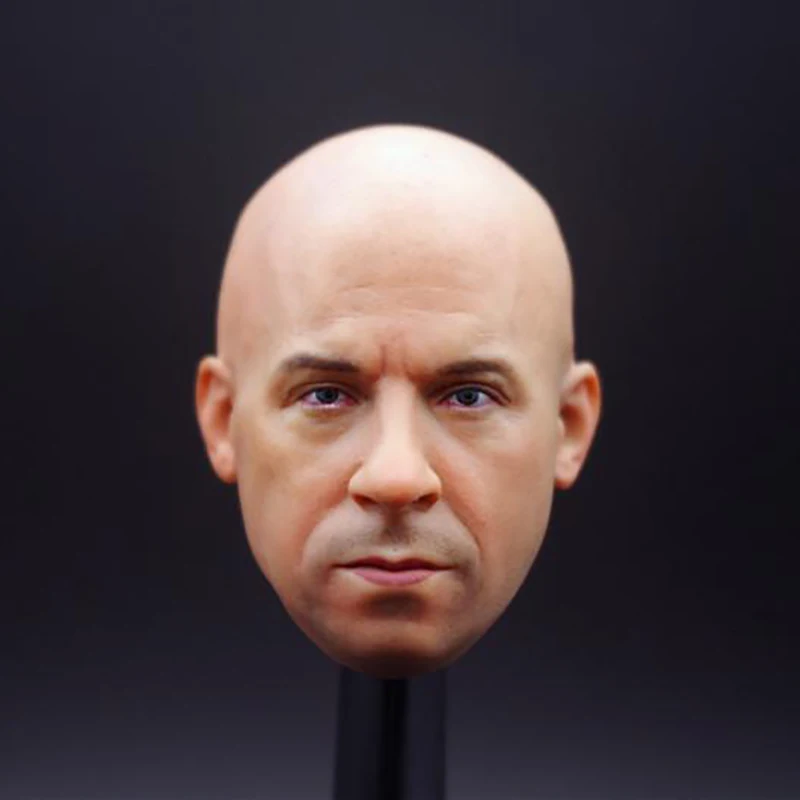 1/6 Vin Diesel Head Sculpt Bald Male Soldier Head Carving Fit 12'' Action Figure Body for Hobby Collection