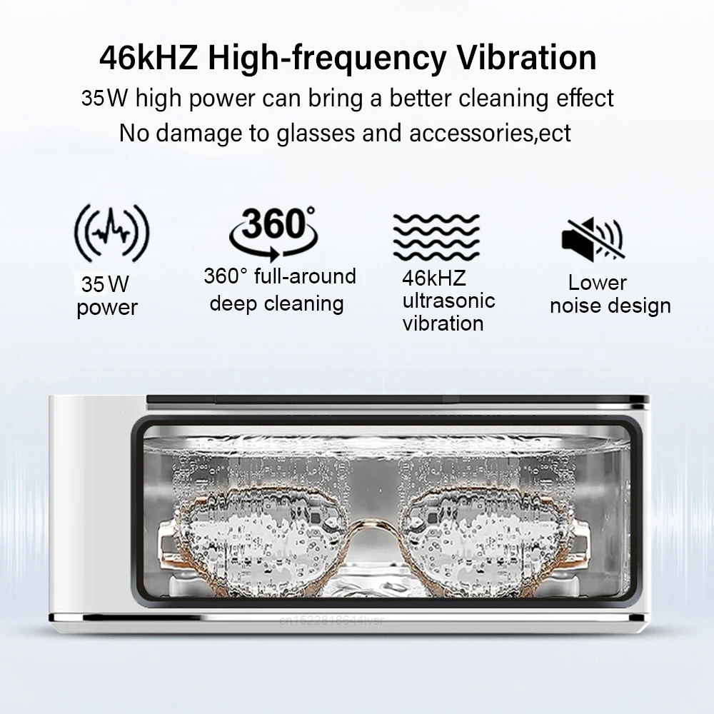 Ultrasonic Glasses Cleaner 35W Ultrasound Cleaner for Jewelry 500ML High Frequency Ultrasound Washing Bath for Glasses Cleaning