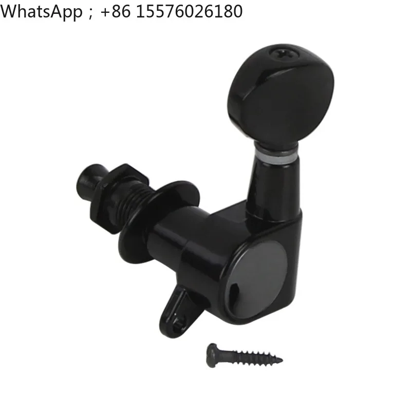 Universal Single-row Guitar Tuning Machine Head 6 Sets of Sealed Pegs, Chrome-plated Black Spot Accessories