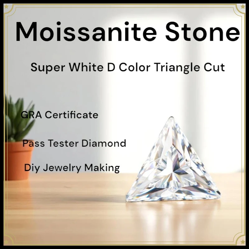 

Moissanite Stone Triangle Cut Super White D Color VVS1 For DIY Ring Charms Necklace Earrings Main Materials with Certificate