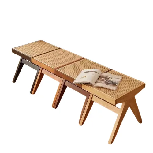 

Nordic solid wood rattan bedside stool new durable simple retro casual personalized single