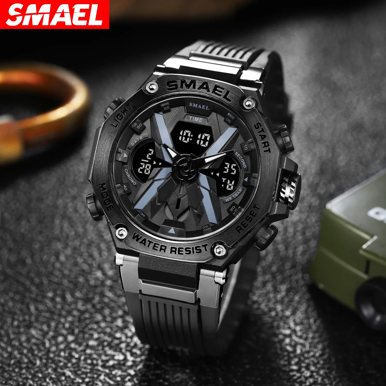 SMAEL 8087 sports waterproof electronic watch  alloy men\'s multifunctional