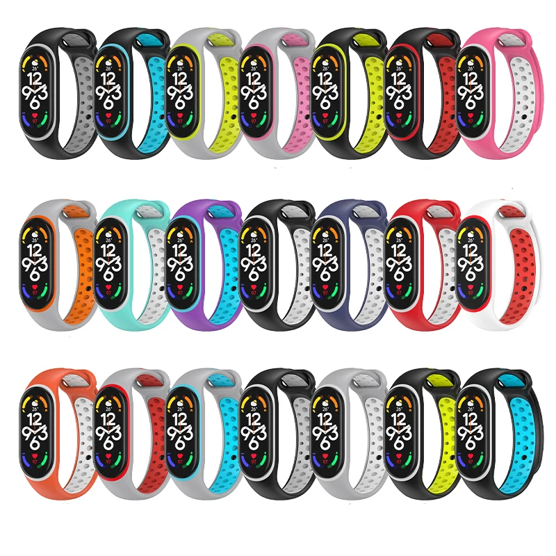 Breathable strap For Xiaomi Mi band 7 6 5 4 Sport Bracelet watch Silicone wrist strap For mi band 3 4 5 bracelet Miband 4 Strap