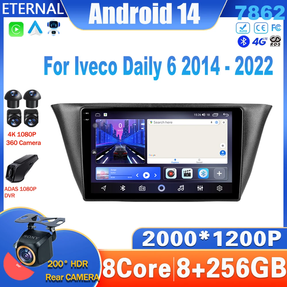 Android14 Car Radio For Iveco Daily 6 2014 - 2022 Multimedia Video Player Navigation Stereo Carplay Head Unit No 2Din DVD 4G DSP