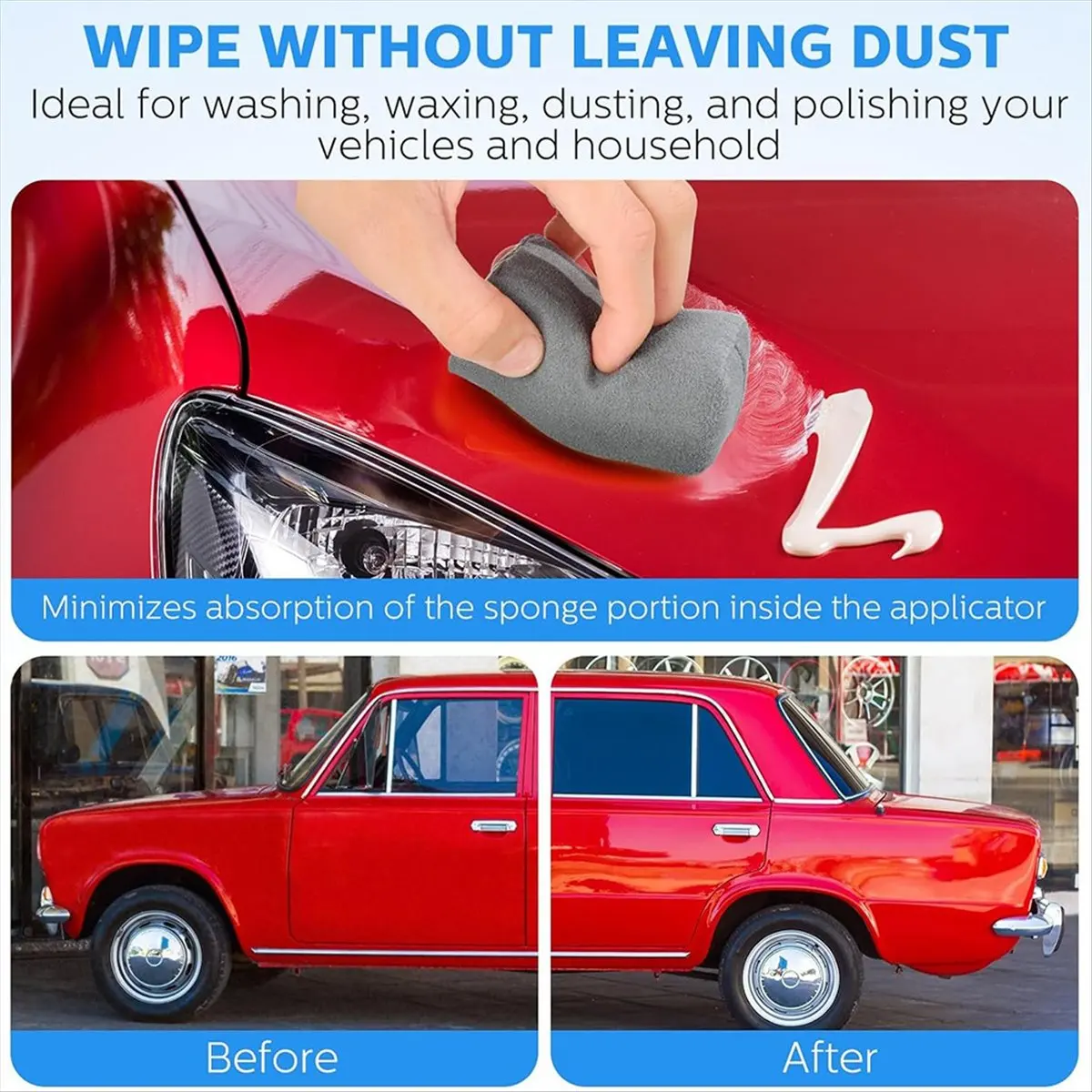 A79G Suede Microfiber Applicator Pads for Detailed Car Waxing and Ceramic Coating 12Pack