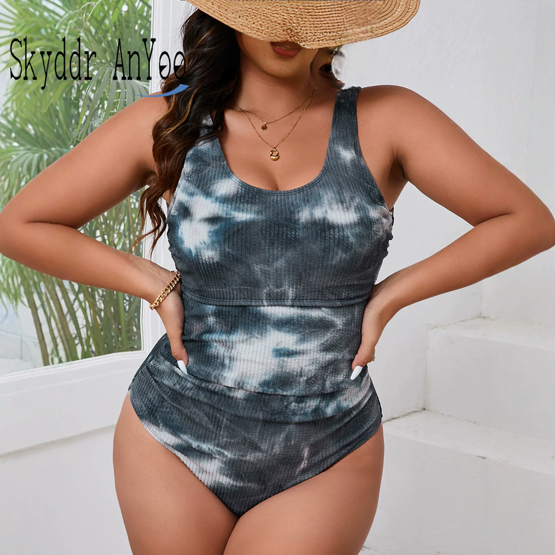 

Плюс размер купальники цельный женский купальник Tie Dye с принтом живота пуш-ап Монокини сексуальные купальные костюмы