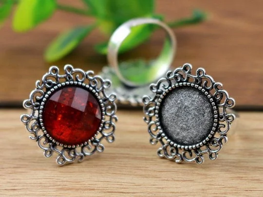 Fit 14mm 5 sztuk brązowy antyczne srebro kolory Plated okrągły regulowany pierścień ustawienia Blank/podstawy, pasuje 14mm szklane Cabochons — zdjęcie 7