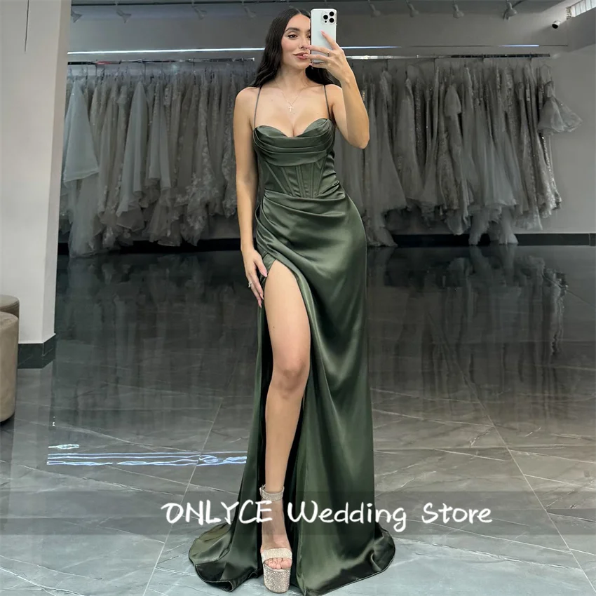 Charming Mexico Green Mermaid Evening Dress Corset Sweetheart Vestidos Split Wedding Party Wear Vestidos De Fiesta  Customized