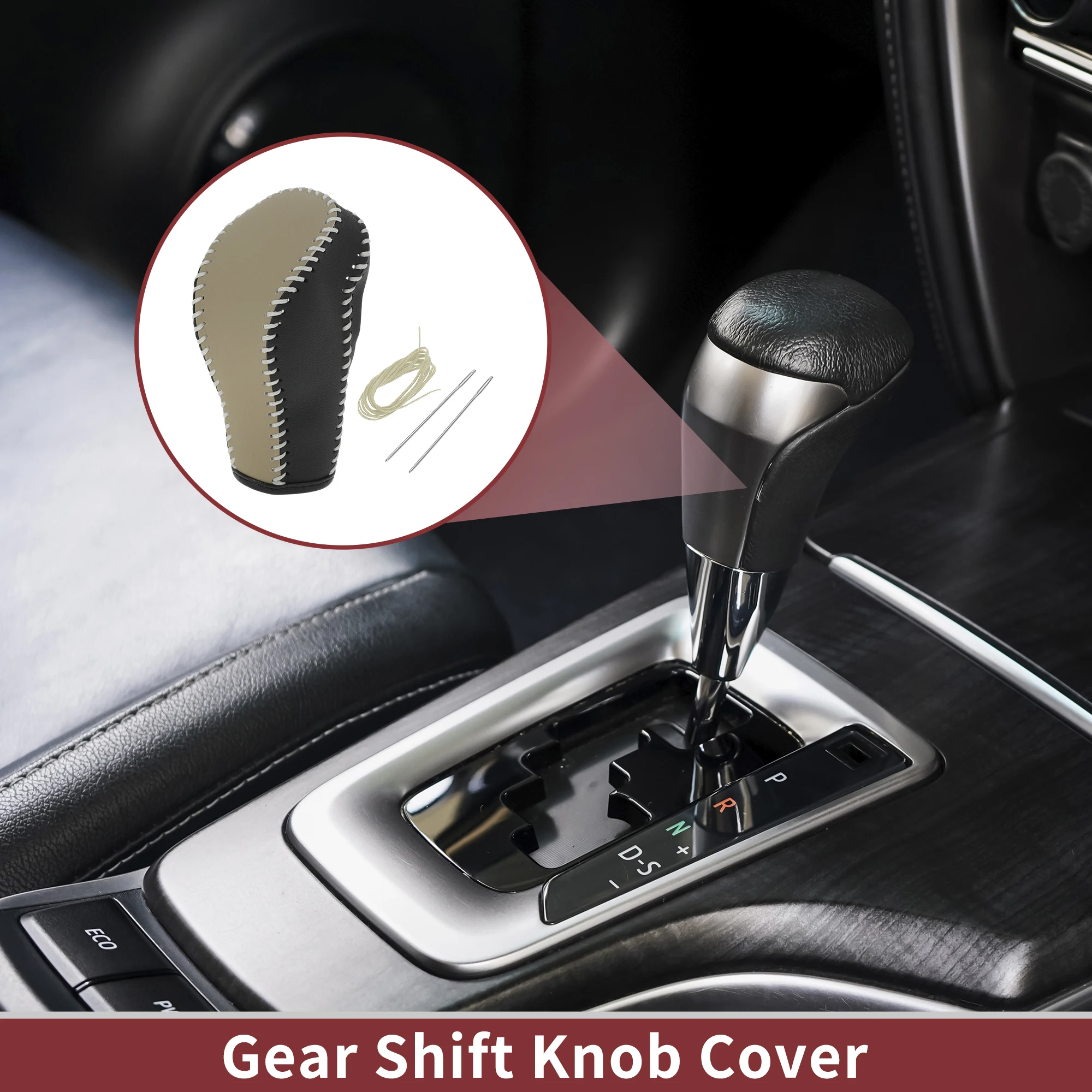 

Motoforti противоскользящий чехол для ручки переключения передач, автомобильная палка, защита ручки переключения передач для EX35 08-12, черный, бежевый, искусственная кожа