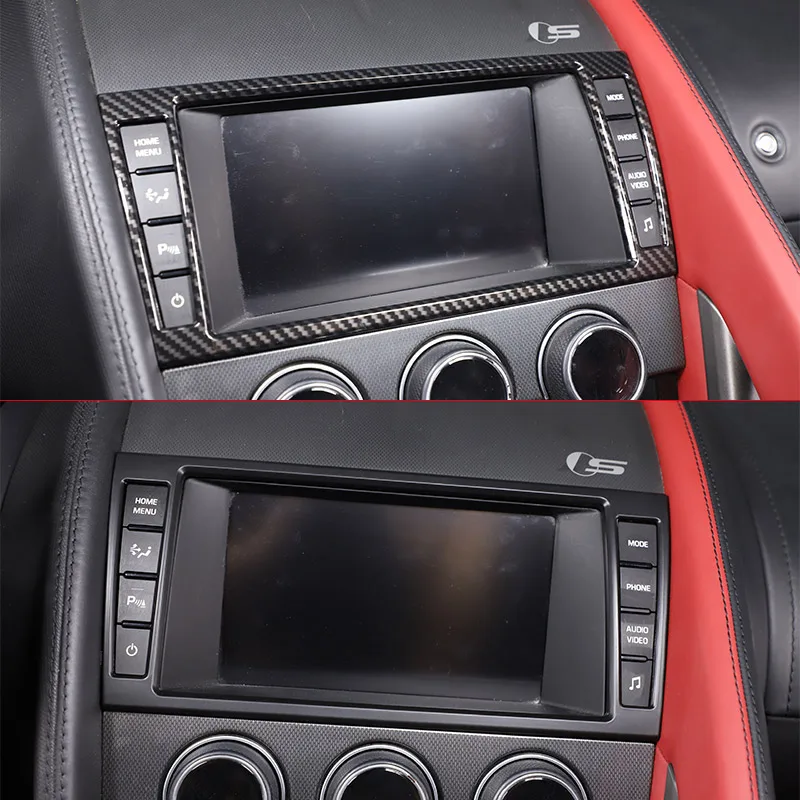 ABS Carbon Fiber/Matte balck  For Jaguar F-Type 2013-2018 Center Control Navigation Screen Frame Decorative Sticker Accessories