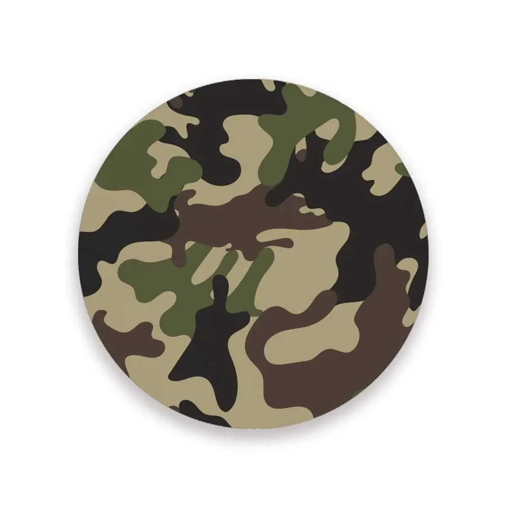 Army Camouflage Print Ceramic Coaster Set of 1 Piece, Round Heat-Resistant Drinks Coffee Decorative Coaster for Living Room