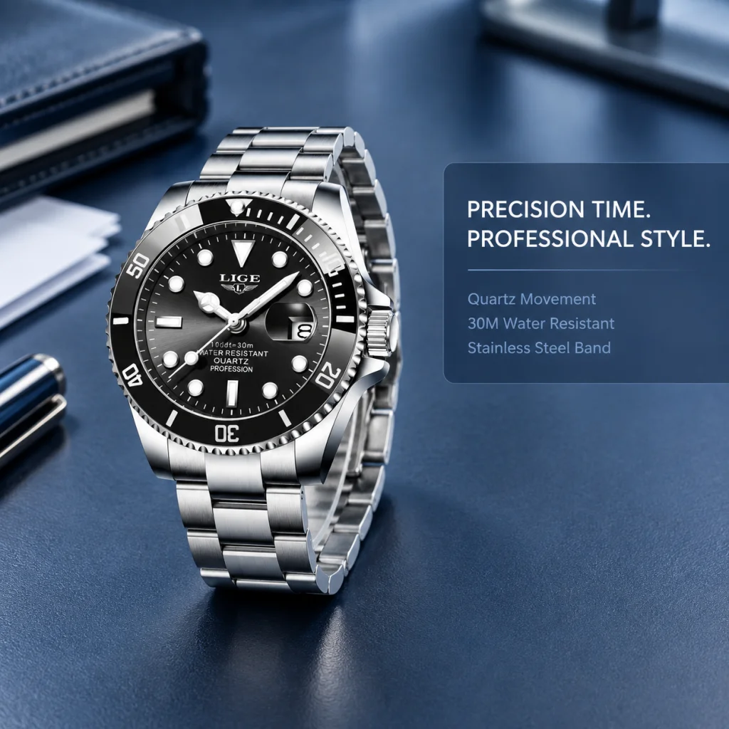 LIGE Classic Luxury Man Watch Fashion Business Auto Date Clocks Casual Stainless Waterproof Quartz Watches Male Reloj Hombre+Box