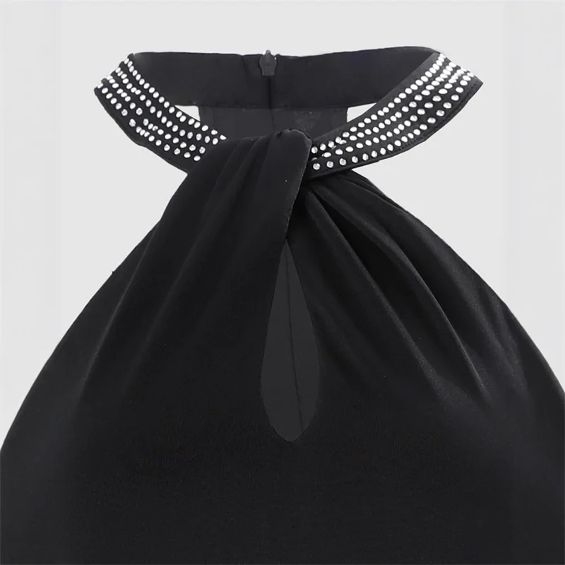 Kristalle Schwarz Frauen Abendkleid Sexy Hohl Ärmellose Seite Split Formale Hochzeit Pageant Roben Lange Party Abendkleid