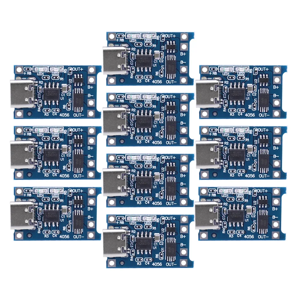 10PCS Type-C Micro Mini 5V1A 18650 TP4056 Lithium Battery Charger Module Charging Board With Protection Dual Functions 1A Li-ion