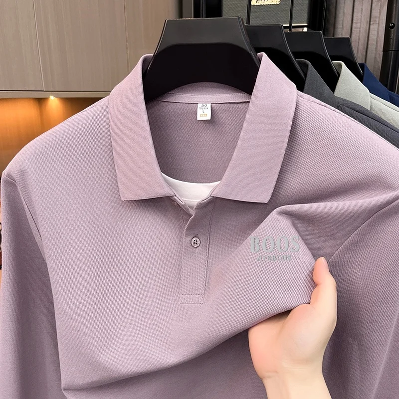Luxury Quality Men's Fake Two‑Piece Print Polo Shirt Containing Cotton Long Sleeve Soft Warm T-Shirt Comfortable Men's Clothing