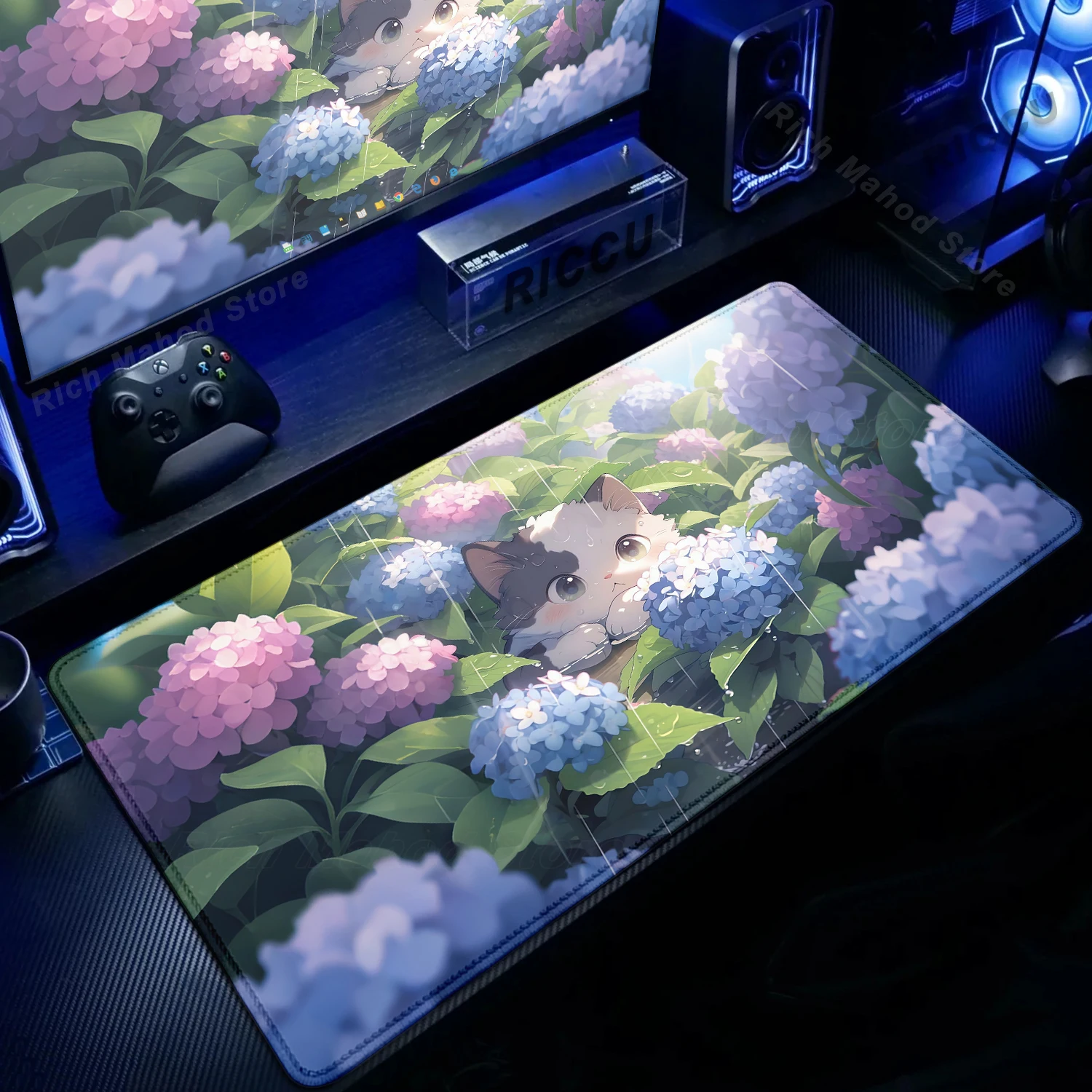 

Милый коврик для мыши «Кот в цветке», большой коврик для компьютерной офисной игровой настольный коврик XXL, резиновый противоскользящий коврик для игровой клавиатуры, коврик для мыши, настольные аксессуары