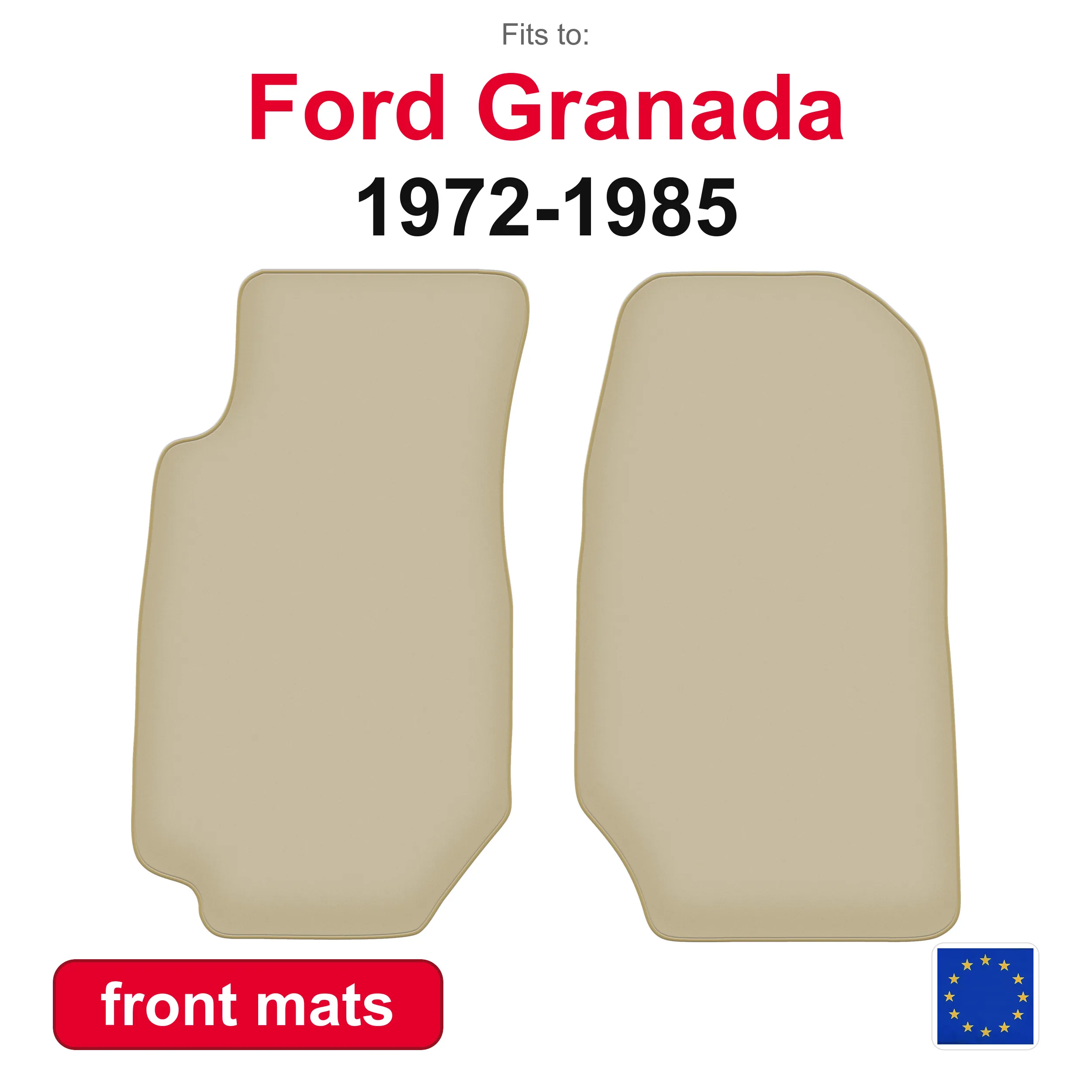 PREMIUM Auto-Fußmatten vorne für Ford Granada Limousine (1972-1985) - Beige 2-teiliges Set passgenaue Auto-Fußmatten für Fahrzeugboden