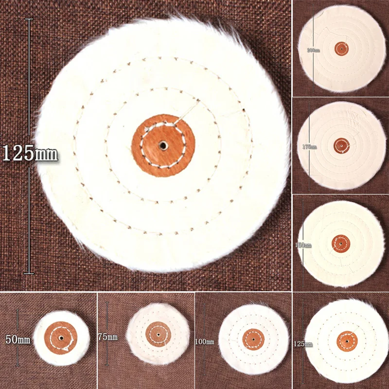 1pc Polishing Wheel 2-8Inc Cotton Lint Cloth Buffing Wheel Grinder For Silver Jewelry Mirror Polishing Flannelette Abrasive Tool
