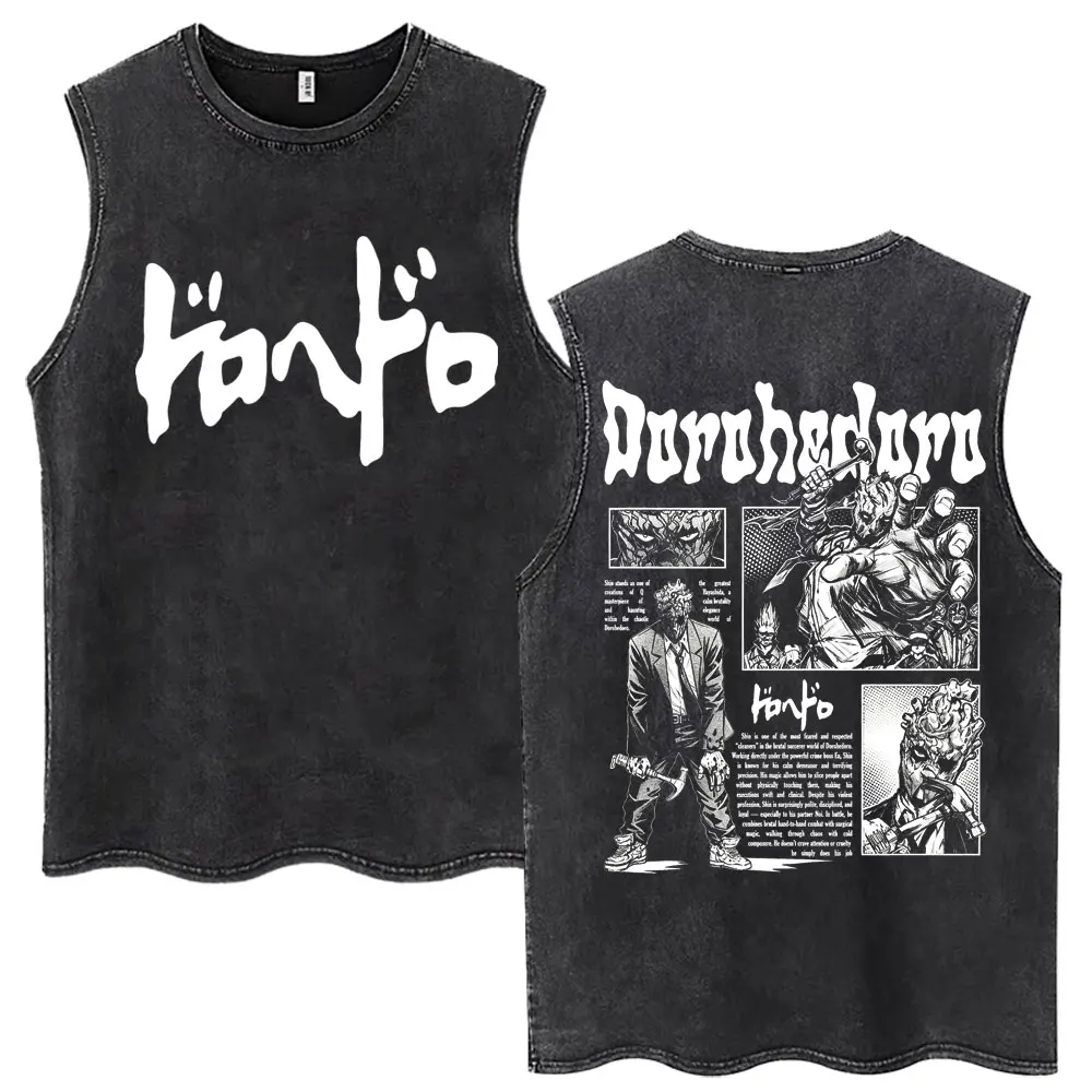 Japanese Anime Dorohedoro Kaiman Wash Tank Tops Men Women Gothic Horror Manga Vests Cotton Oversized Hipster T Shirt Streetwear
