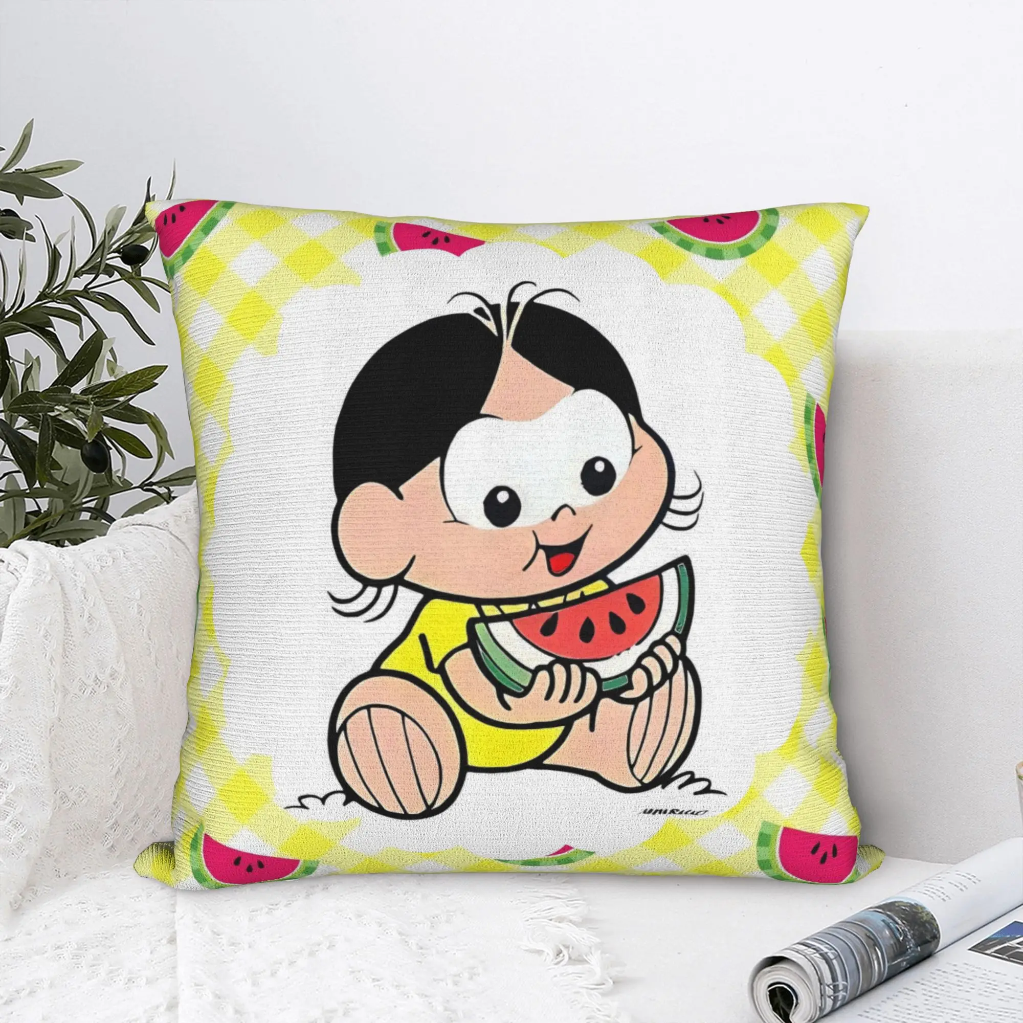 Capa de Almofada Magali com Desenho Animado Fofo, Capa de Almofada Macia para Sofá, Quarto, Decoração de Casa, Capa de Almofada Retrô Moderna
