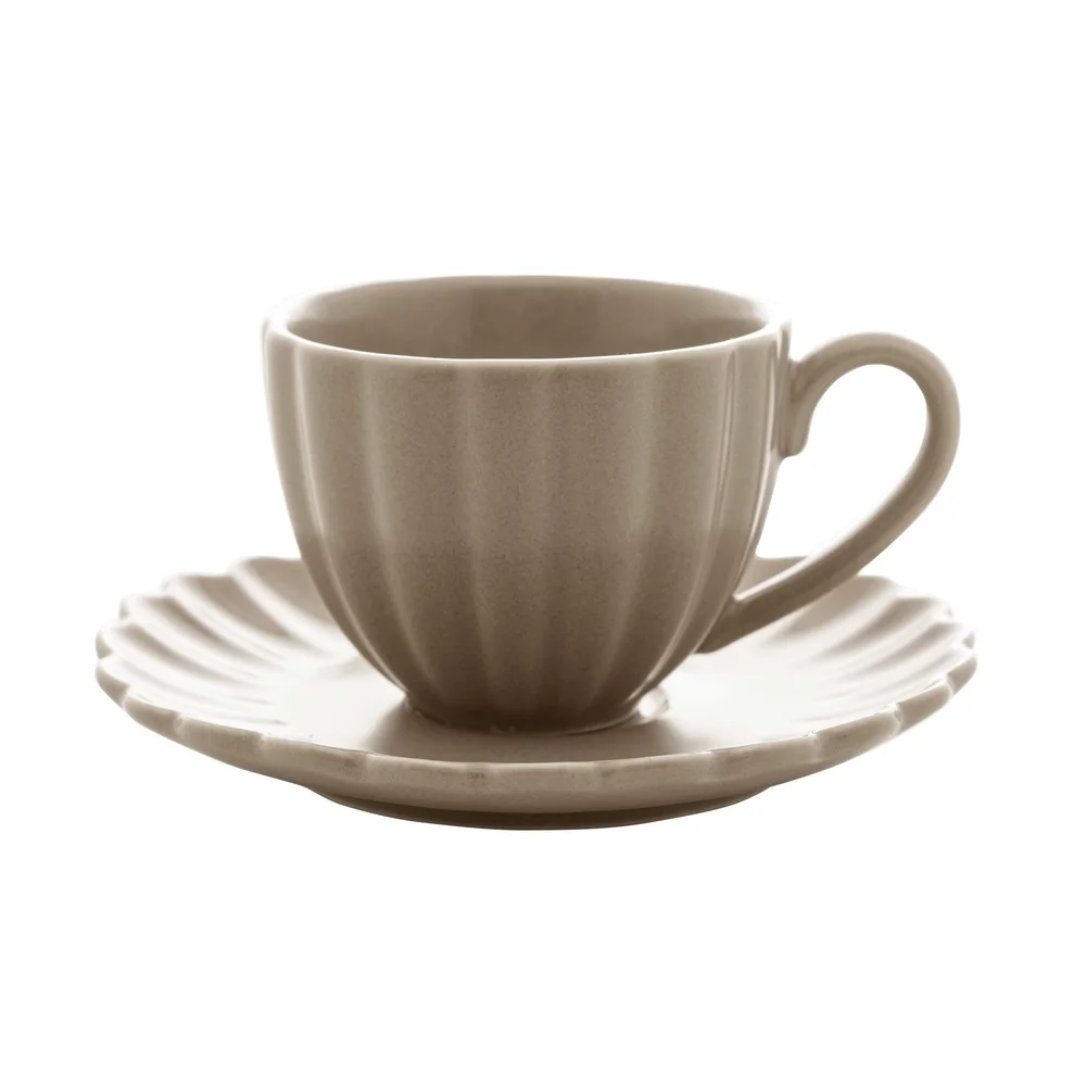 Cj 2 Cups P/Coffee C/Matt Porcelain Petal Saucers 90ml Wolff