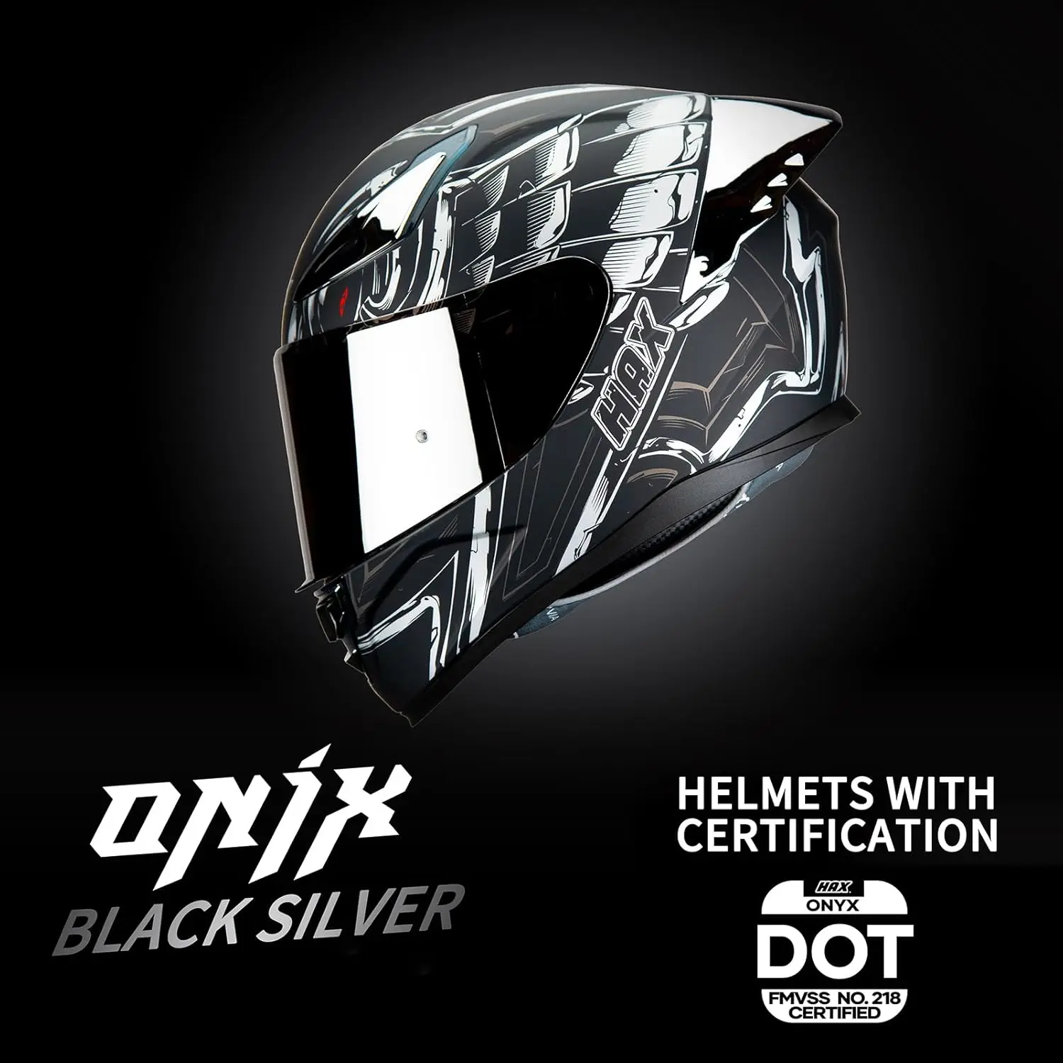 Onix Full Face Motorcycle Helmets for Men Motorbike Helmets with Pinlock Ready DOT Approved Comfortable Fit