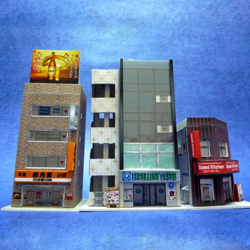 1:150 n-Skala japanisches Gebäude Diorama 3d Papier Modells zene DIY handgemachte Ornamente 3 Restaurant gebäude