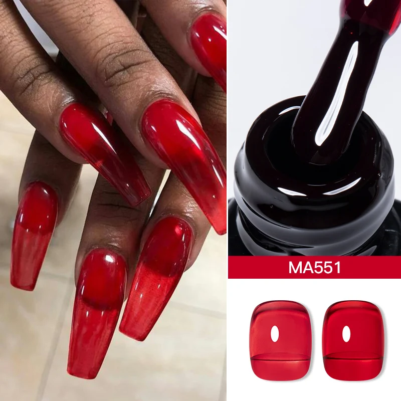 يجتمع عبر 7 مللي الدم الأحمر هلام هلام طلاء الأظافر شفافة اللون رسومات أظافر هلام البولندية شير شفافة جيل للأظافر مانيكير