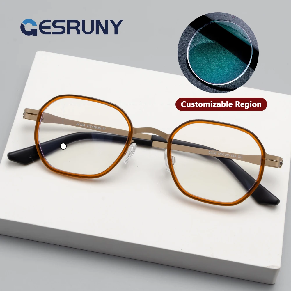 

Gesruny Polygon Eyeglasses Frame Men Progressive Prescription Glasses Optical Reading Glasses Women Anti Blue Light Glasses