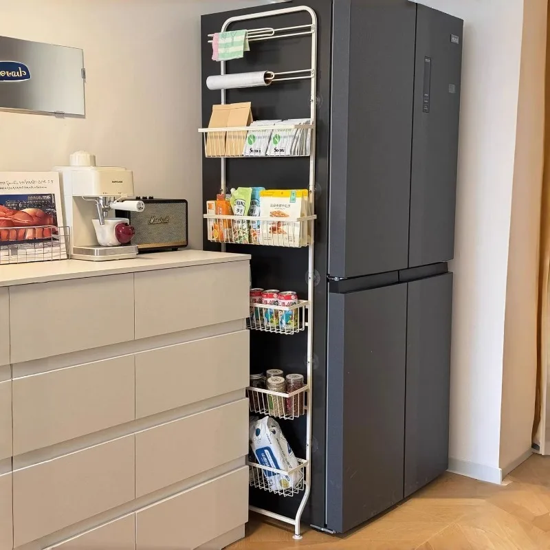 Narrow slot rack on the side of the refrigerator, multi-layer bathroom, toilet, non-punching wall-mounted upper wall storage