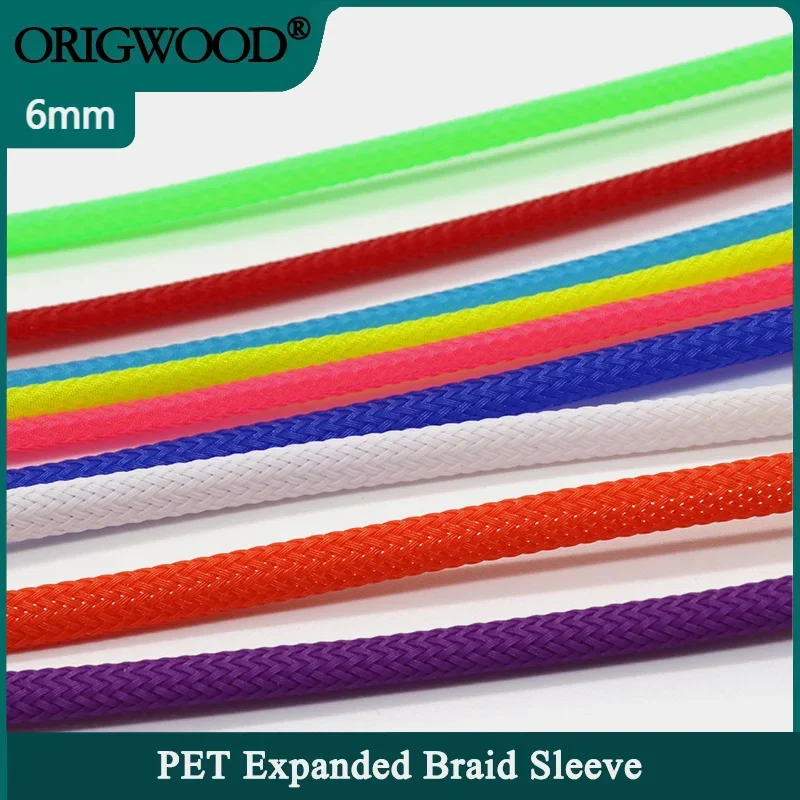 1-50M 6mm Insulated PET Braid Sleeving High Density Cable Sheath Wrap Cable Protector Braid Sleeves For Wires