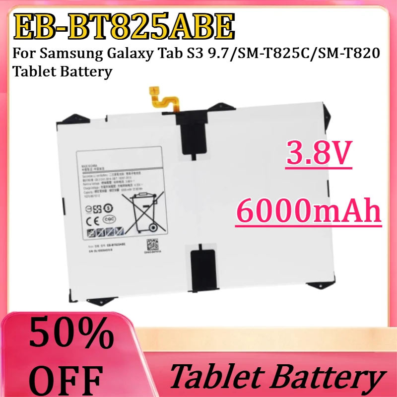 New EB-BT825ABE 3.8V 6000mAh High Quality Replacement Battery For Samsung Galaxy Tab S3 9.7/SM-T825C/SM-T820 Tablet Battery