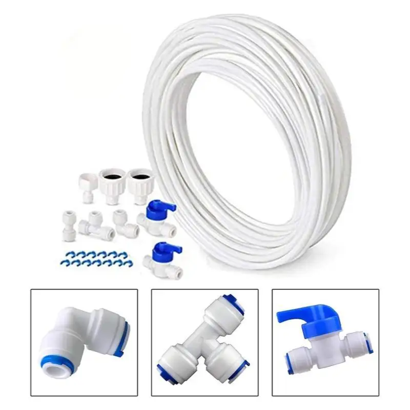 Refrigerator Water Supply Hose Kit With Inline Shut Off Valve 10-20M Quick Connect Pipe Fittings for RO Water Filter Ice Maker W image 6
