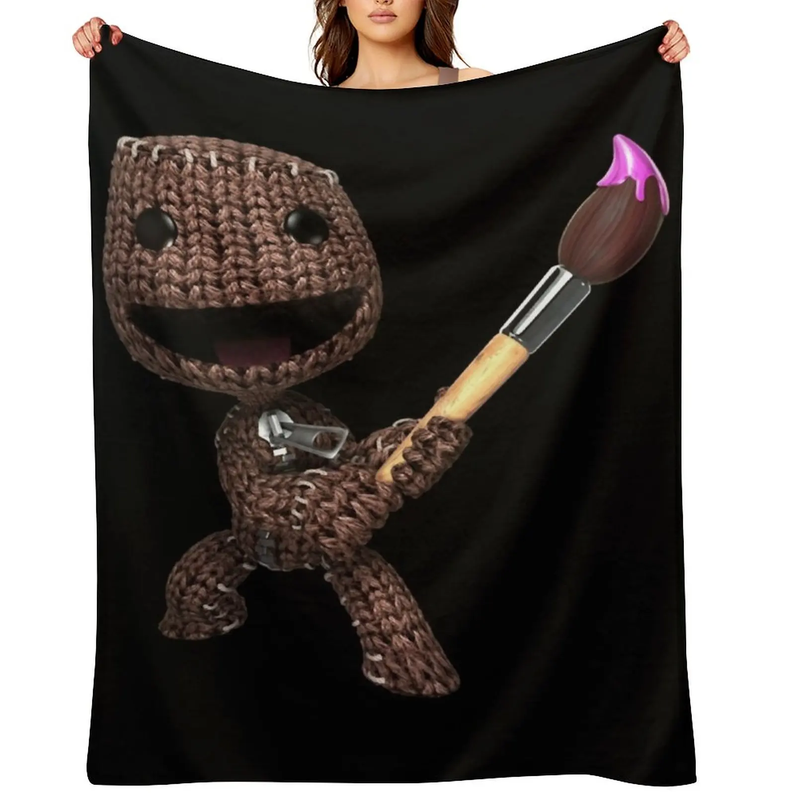 

LBP Sackboy Throw Blanket Bed Plaid on the sofa wednesday Baby Blankets