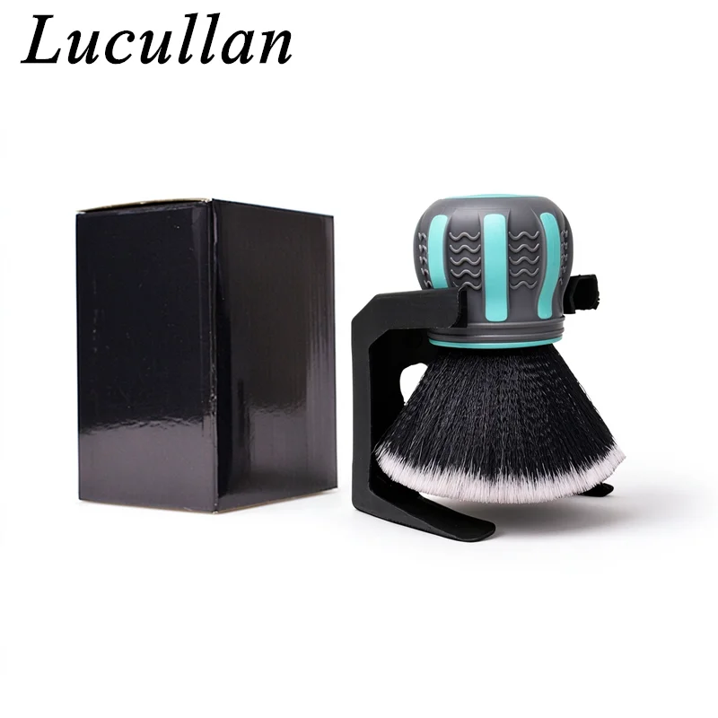Lucullan Ultra Soft Curveball XL Synthetic Brush Anti-Slip Green Rubber Grip With Storage Rack For Interior Cleaning