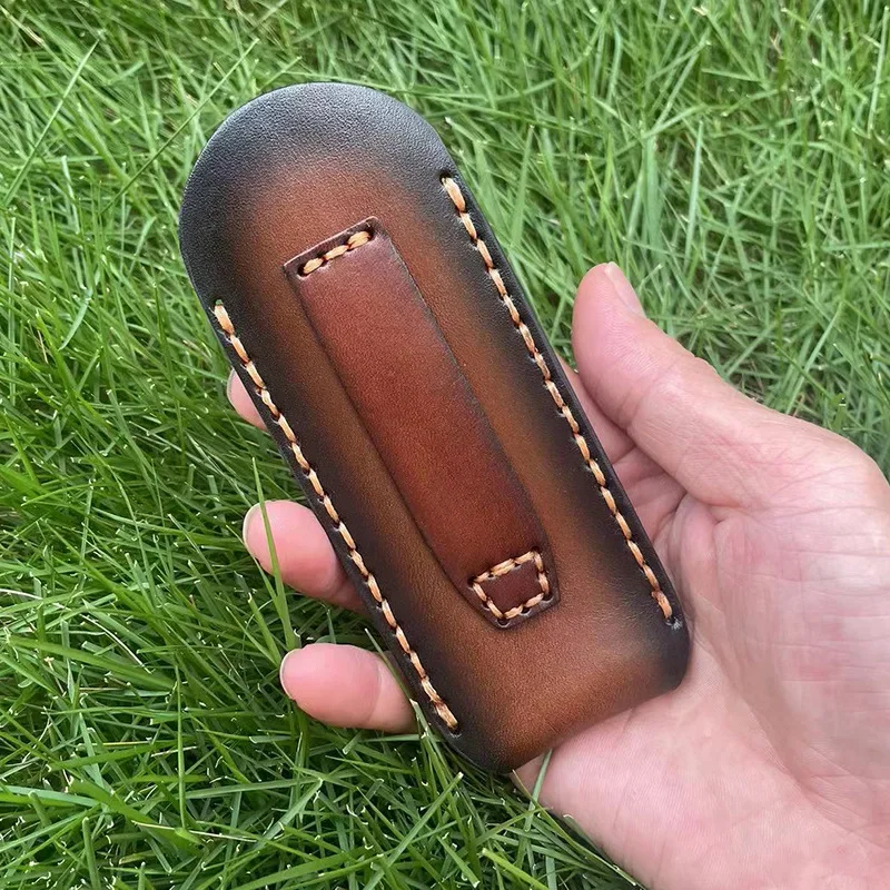 14cm Cowhide Straight Pocket Sheath Fold Knife Leather Sheath Scabbard Cover Protector Bag Knife Cover Bag Accessories For Knife