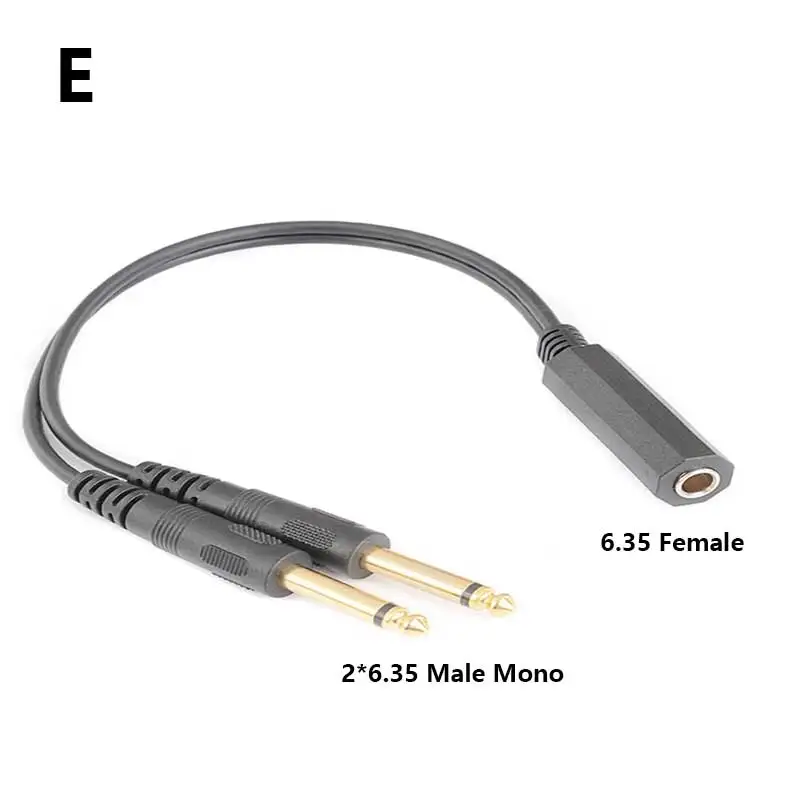 Stereo/Mono 3.5 6.35 Male To 2x6.35 Female Adapter Cable 1/4 6.35mm Plug To Dual 6.5mm Jack RCA Y Splitter Stereo Audio Cord