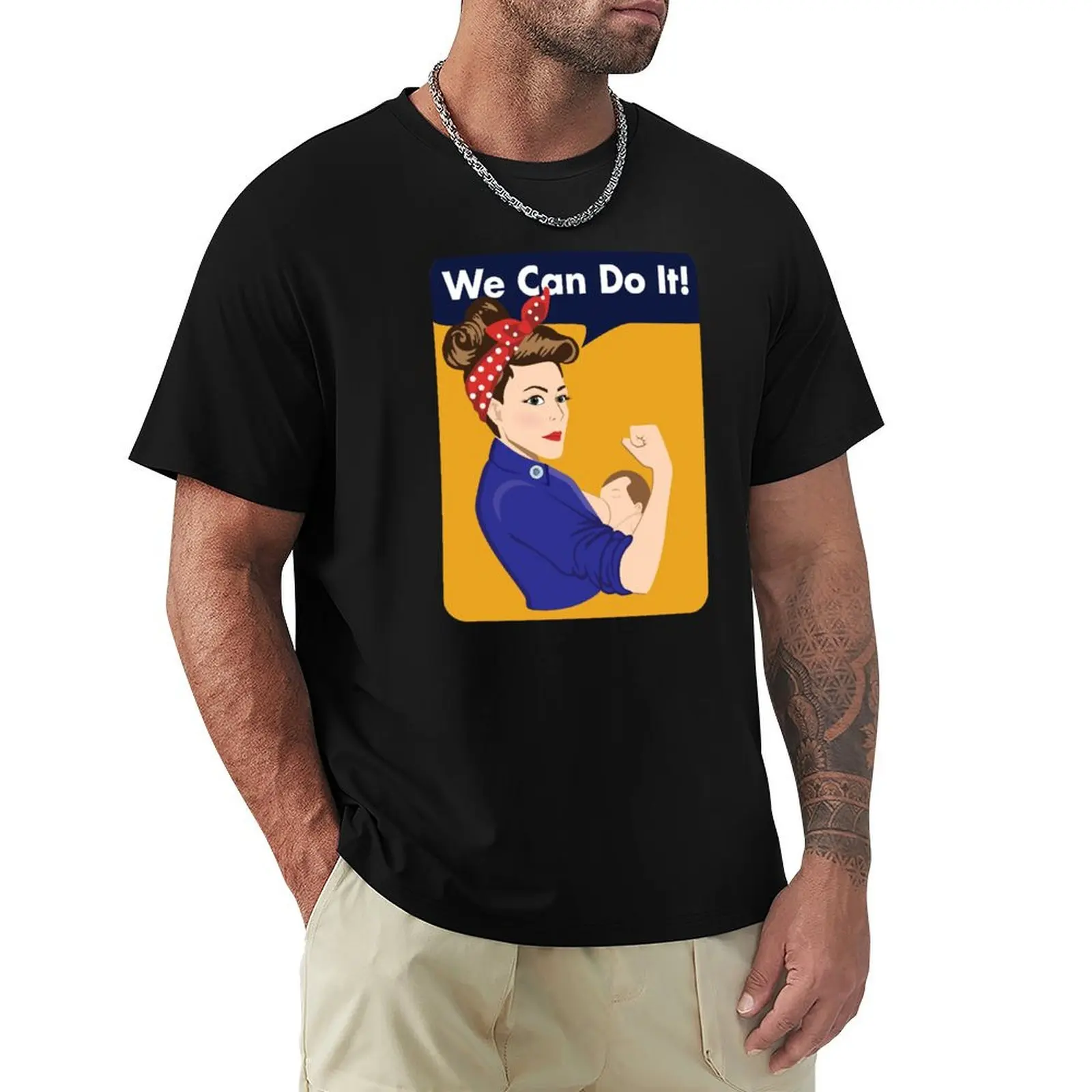 Rosie The Riveter Breastfeeding T-Shirt Soft Cotton Print T-Shirt