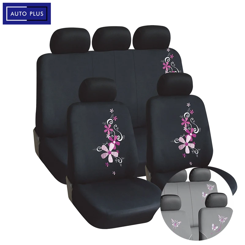 AUTO PLUS Universal Polyester Embroidery Car Seat Covers Set  Accessories Interior Woman Covers Car Seats Fit for most car suv