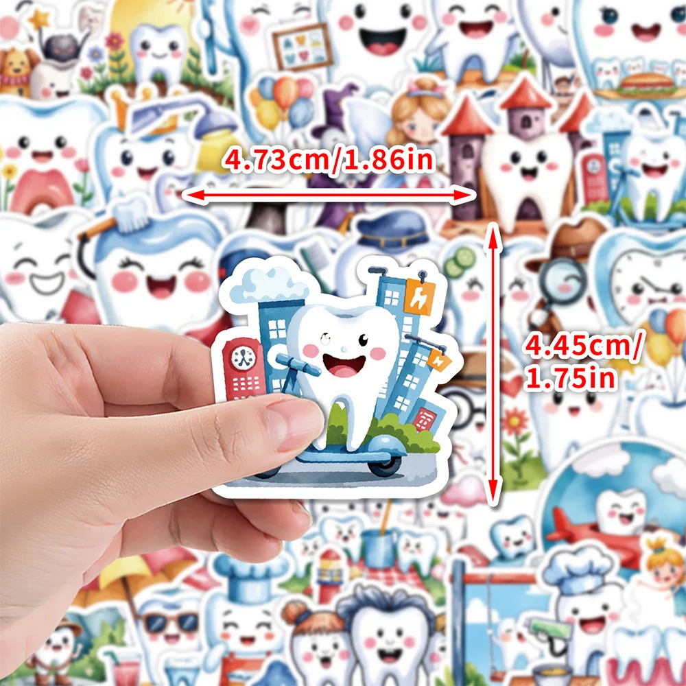 10/30/50 Stuks Grappige Leuke Tandheelkundige Beschermen Tand Cartoon Stickers Voor Kid Waterdichte Diy Notebook Telefoon briefpapier Kawaii Sticker Speelgoed