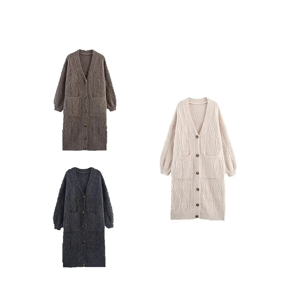 

Retro sweater jacket for women, autumn and winter new styles, medium to long, loose and thick knit cardigan