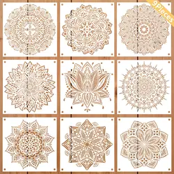 9Pcs/Lot 30cm Large Mandala Geometry Big DIY Layering Stencils Wall Painting Scrapbook Coloring Embossing Album Deco Template
