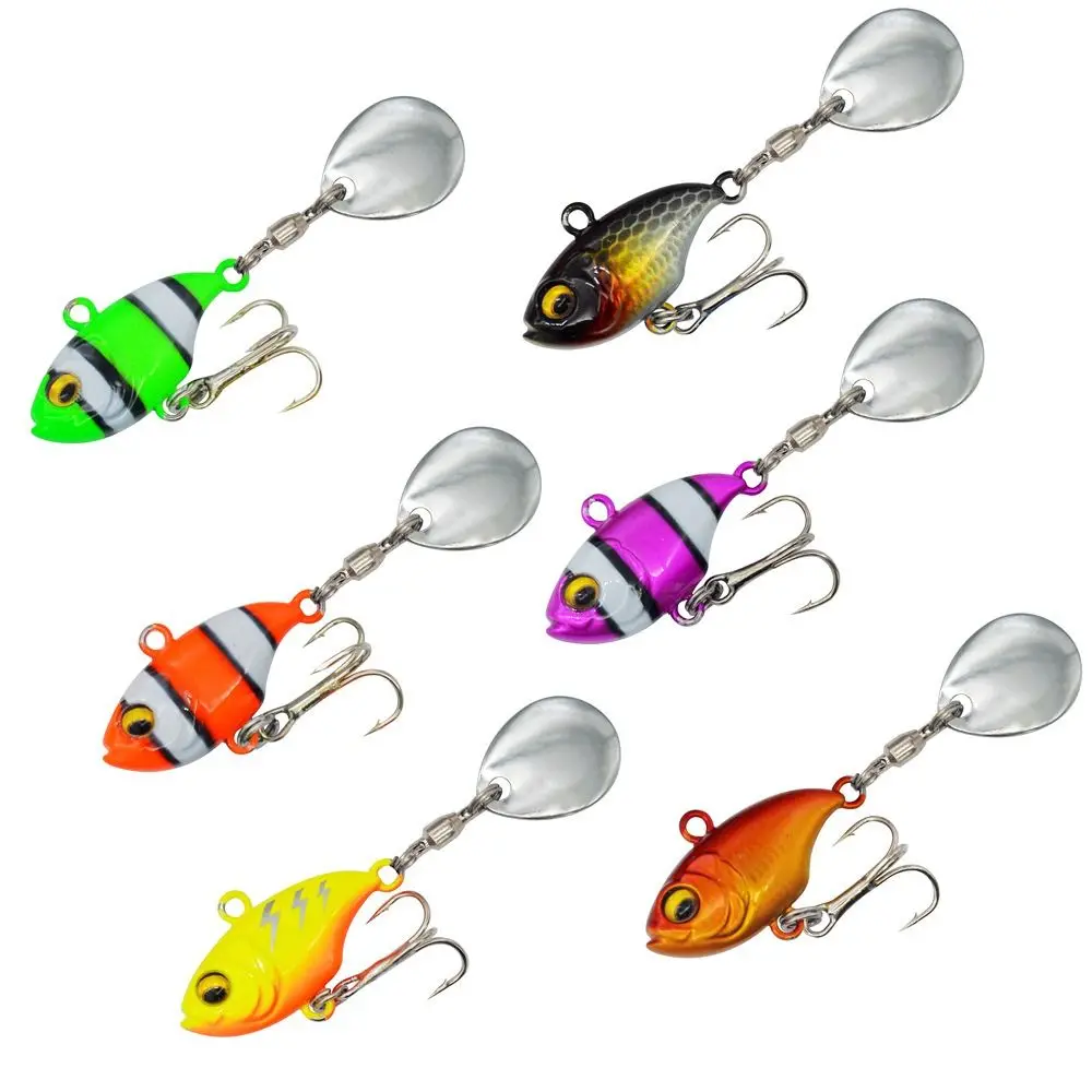 1pc Treble Hook Metal Fishing Bait Spoon Metal Wobblers Crankbaits VIB Lure electroplated Vibration Spoon Fishing Lure