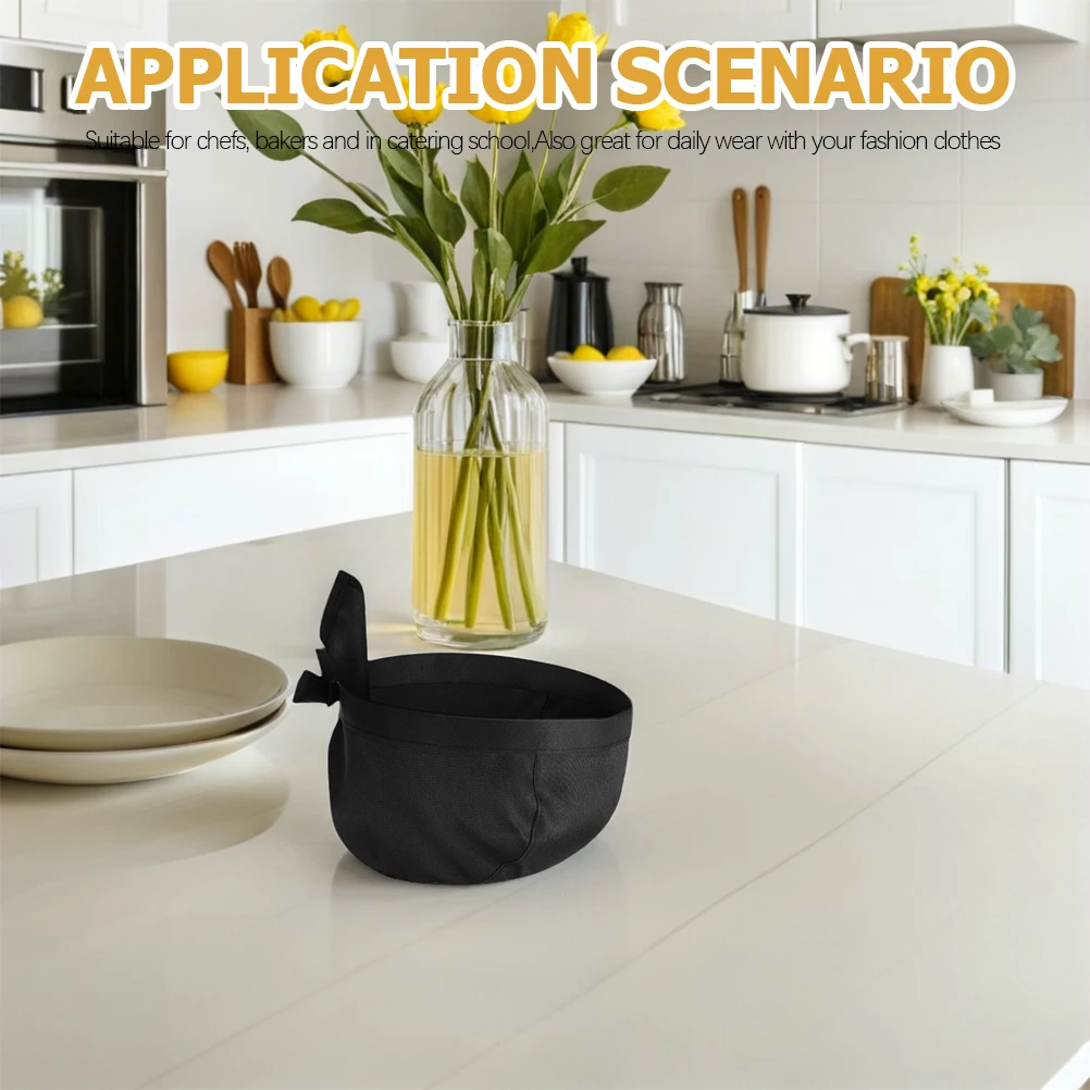 2개입 셰프 모자 유니폼 캡 조절 가능한 리본 11.8인치X7.9인치X4.7인치 블랙 주방 작업 모자 요리사 베이커 케이터링 학교용