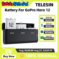 TELESIN For GoPro Hero 12 11 10 9 Endurence Battery 3 Slots TF Card Battery Charger Box 1750 mAh Battery Storage Charger Case