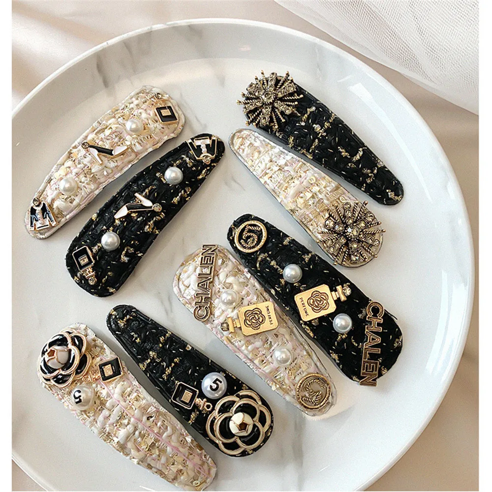 New Retro Style Bangs Clip Girls BB Clip Ladies Luxury Barrettes Camellia Flowers Hair Clips Headwear Accessories